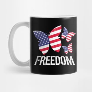 Butterflies Flying American Flag Freedom Mug